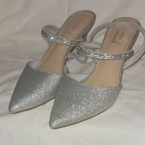 Lauren Blakwell strapped silver heels
